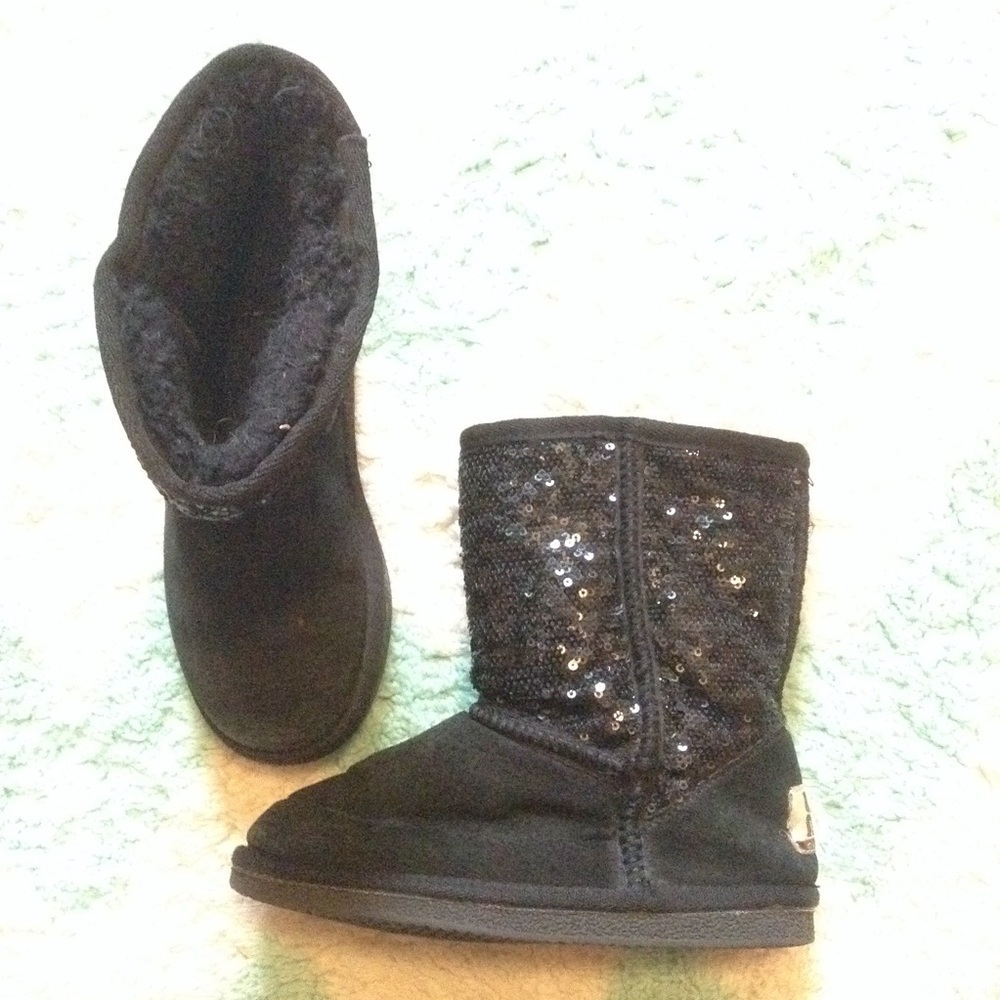 black suede LAMO shearling sequin boots 12.5 13